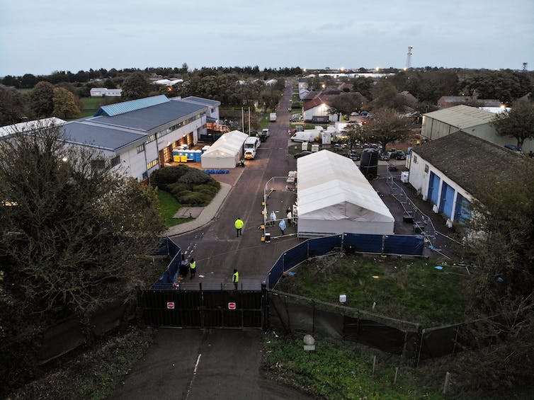 Aerial view of Manston migrant processing centre in Kent