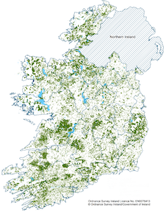 Shaded map of Ireland